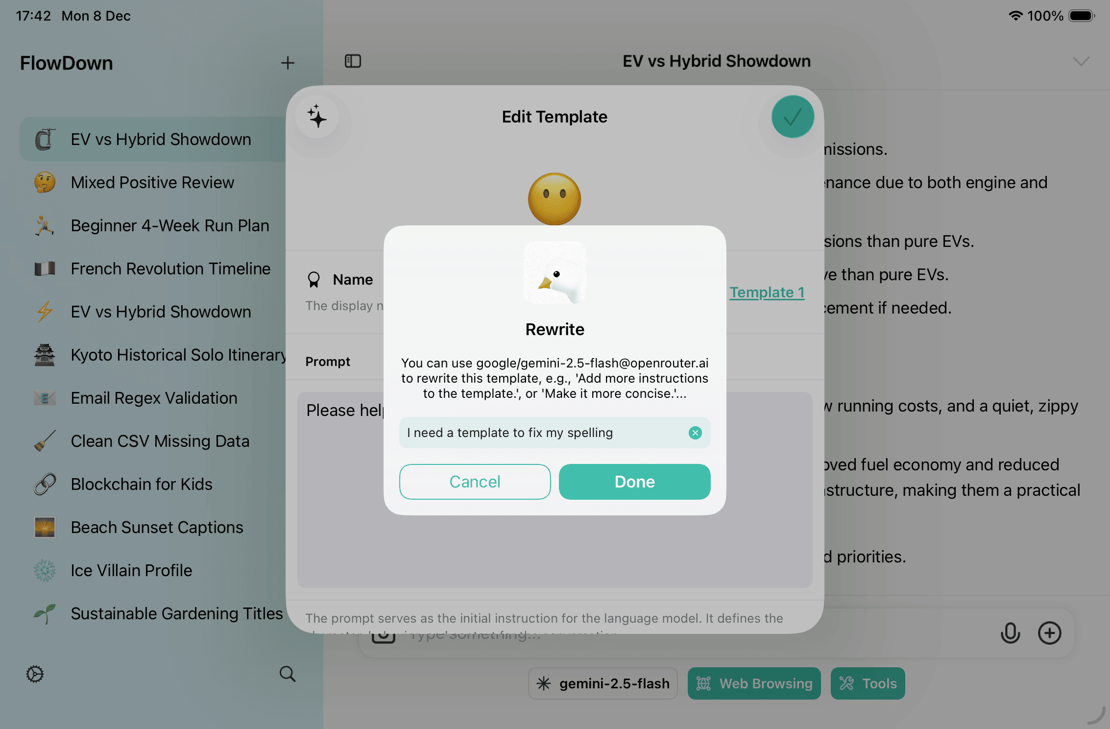 AI rewrite workflow